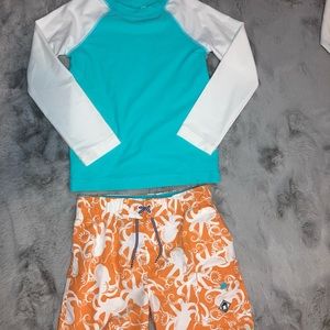 Cute Octopus swim trunks with rashgaurd set